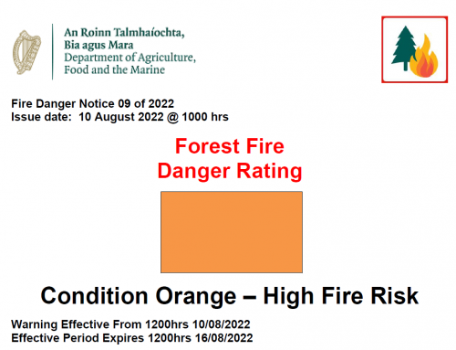 Fire Danger Notice 09 of 2022 – Condition Orange